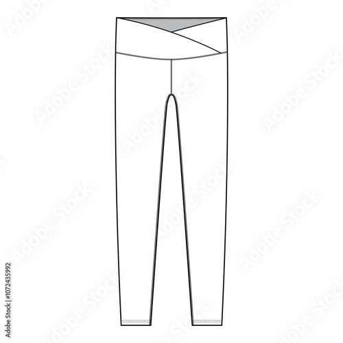  High-Waisted Crossover Leggings Flat Sketch - Fashion Illustration