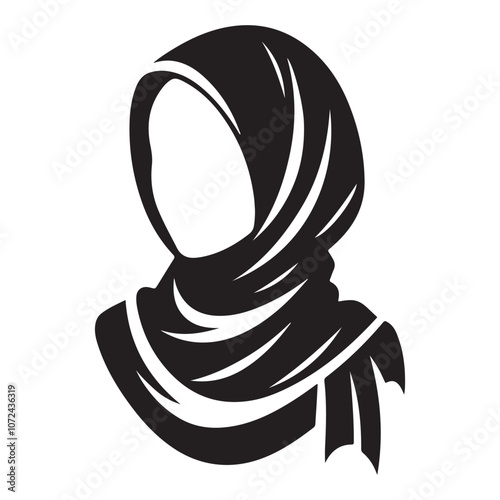 Creative Woman in Hijab Icon - Minimalistic Muslim Fashion Vector Illustration
