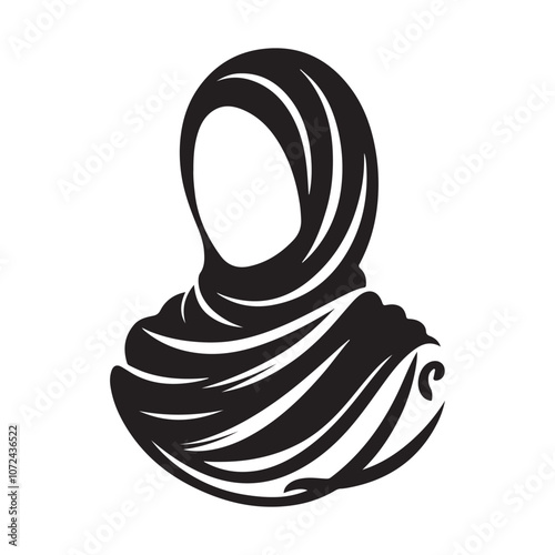 Modern Hijab Silhouette Logo - Empowering Muslim Woman Icon Vector Design
