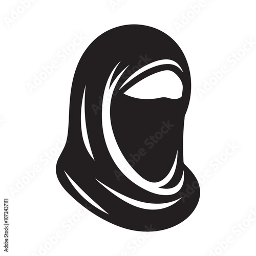 simple and beautiful black niqab silhouette vector icon