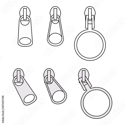 Zipper Puller Technical Drawing, Different Styles

