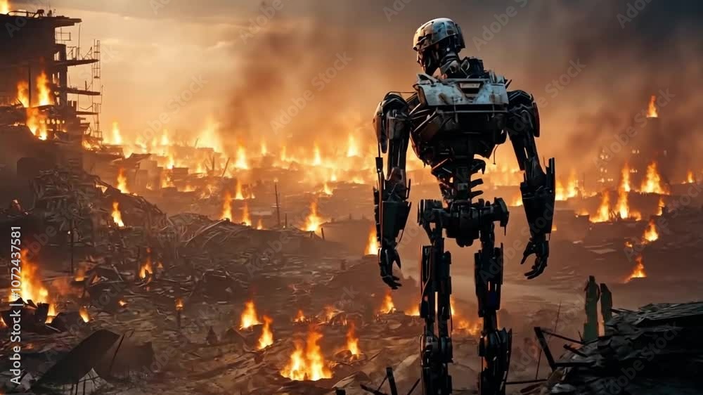 War between robots and people. Frost War. Destruction. Destruction of the earth. Global catastrophe War between robots and people. Frost War. Destruction. Destruction of the earth. Global catastrophe