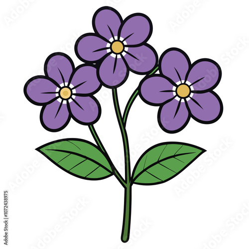 heliotrope flower drawing flat vector illustration.