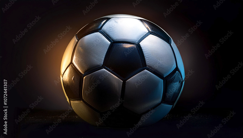 Fototapeta premium a modern soccer ball, isolated on a dark black