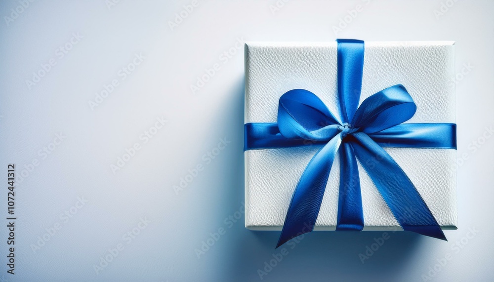 gift box with blue ribbon gift box with blue ribbon