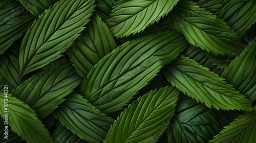 Abstract leaves in the background, a pattern that resembles nature's design. Bright green decoration, a representation of plant life.