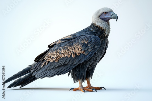 Majestic vulture with detailed feathers and striking eyes on a light background