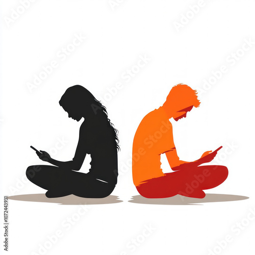 Couple Sitting Isolated