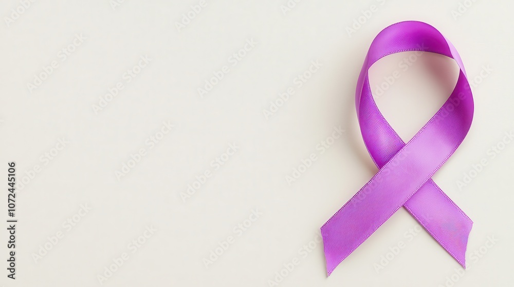 A simple purple awareness ribbon on a light background, symbolizing support for various causes like cancer, domestic violence, or mental health. A simple purple awareness ribbon on a light background, symbolizing support for various causes like cancer, domestic violence, or mental health.