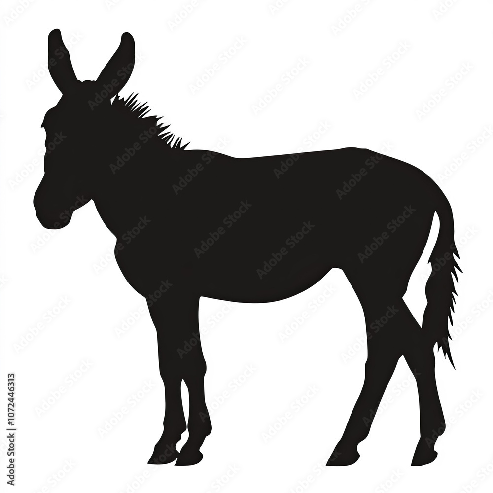 Mule Silhouette, Illustration Isolated On White Background Mule Silhouette, Illustration Isolated On White Background