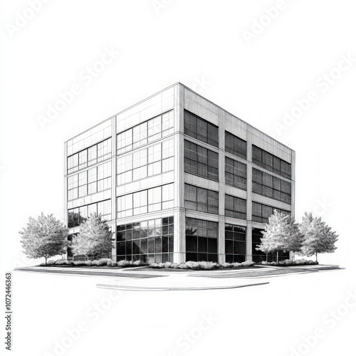 Office Block Isolated