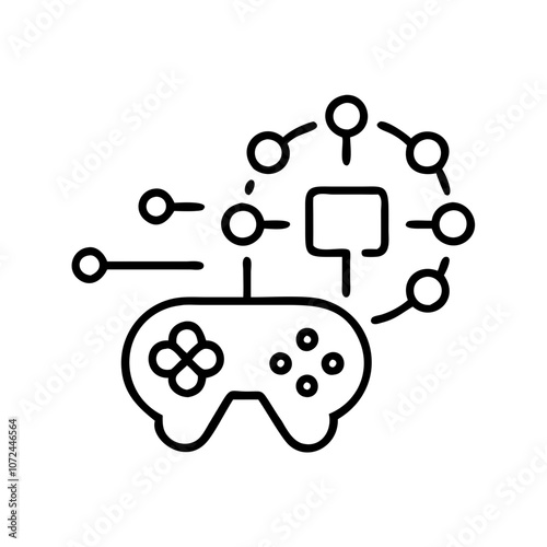 AI gaming icon illustrating technology and game controller interaction
