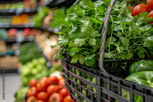 supermarket cart full of ve...