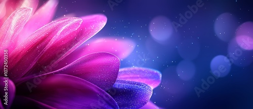 A close up of a purple flower on a blue background