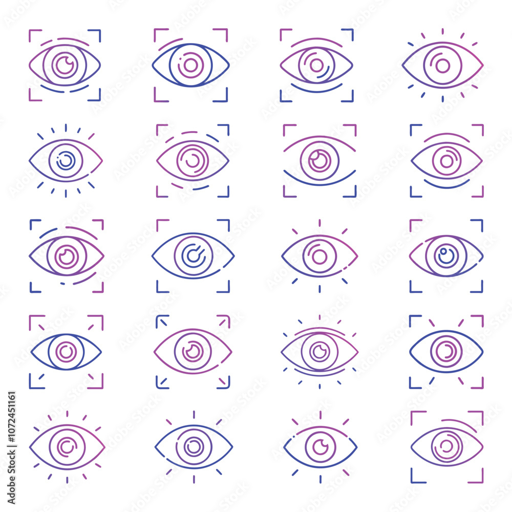 Eye icon with gradient outline style bundle Eye icon with gradient outline style bundle
