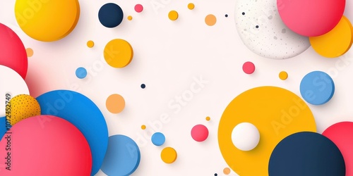 A vibrant pattern of colorful circles on a light background, creating a playful and dynamic visual effect.