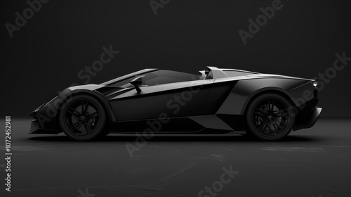 Car with a powerful motor, designed for high-speed transport. Black car with gold details, a high-performance sport model.