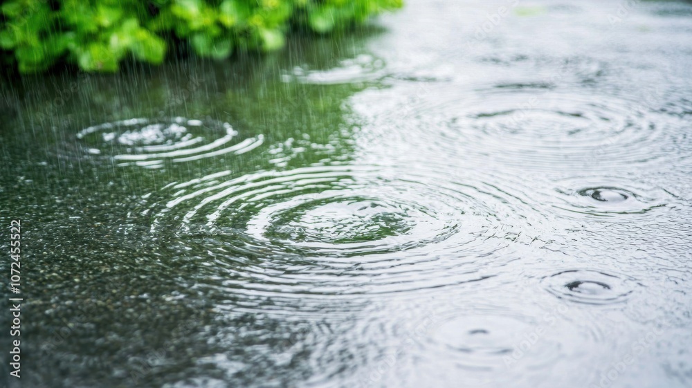 Calm Rainy Basin with Still Water Reflecting Cloudy Sky in a Tranquil Natural Setting, Capturing the Beauty of a Rainy Day and Nature's Serenity Calm Rainy Basin with Still Water Reflecting Cloudy Sky in a Tranquil Natural Setting, Capturing the Beauty of a Rainy Day and Nature's Serenity
