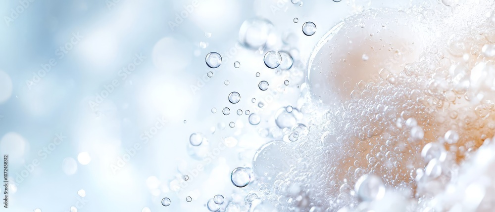 A close up of water bubbles on a blue background A close up of water bubbles on a blue background