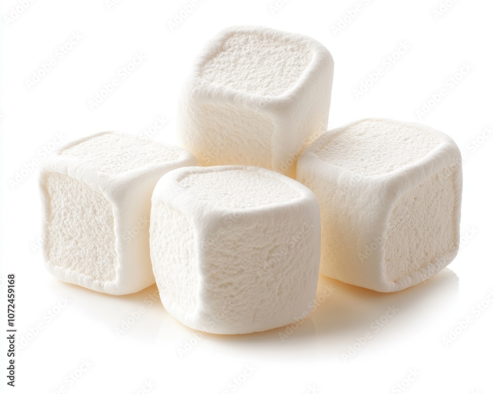 Three Fluffy Marshmallows Isolated on White Background Three Fluffy Marshmallows Isolated on White Background