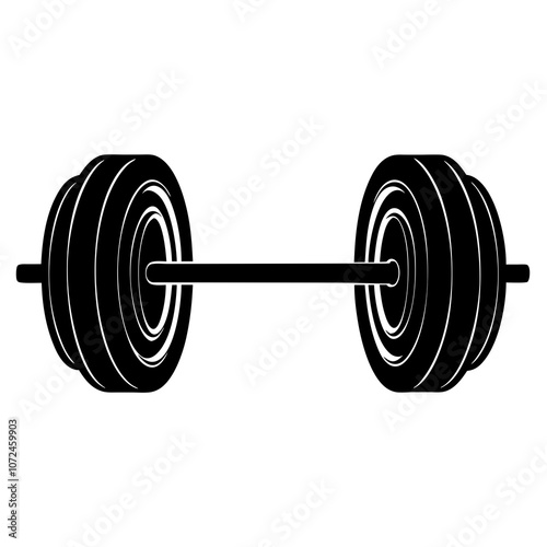  barbell vector silhouette on white bedground