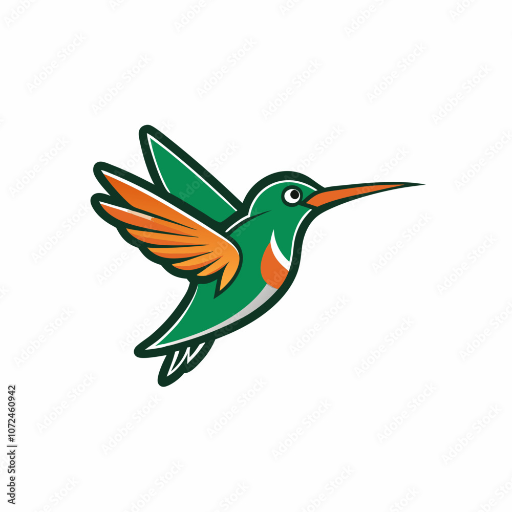 Fototapeta premium Humming bird mascot logo on white background