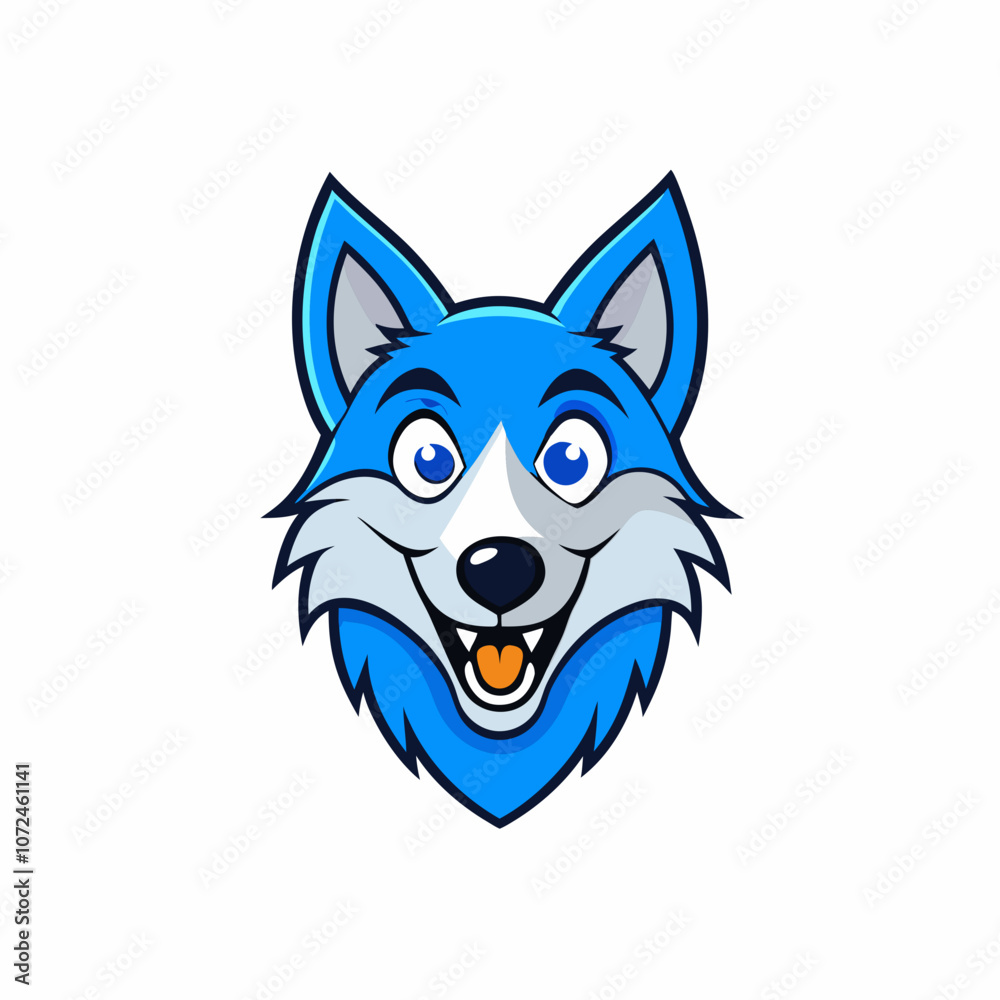Blue wolf mascot logo on white background