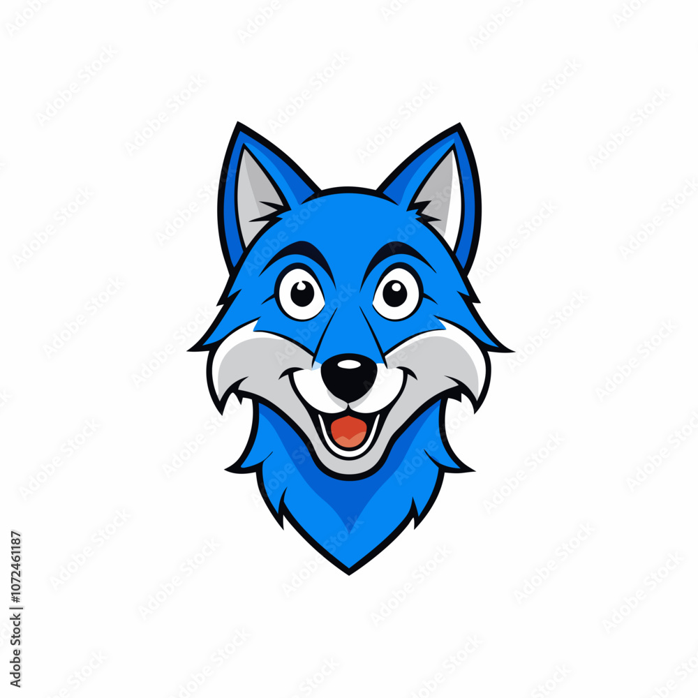 Naklejka premium Blue wolf mascot logo on white background