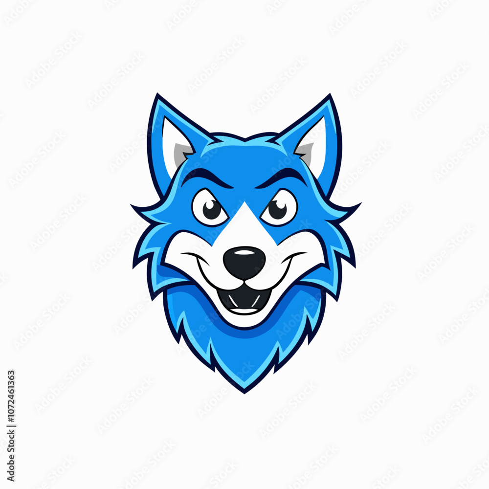 Naklejka premium Blue wolf mascot logo on white background