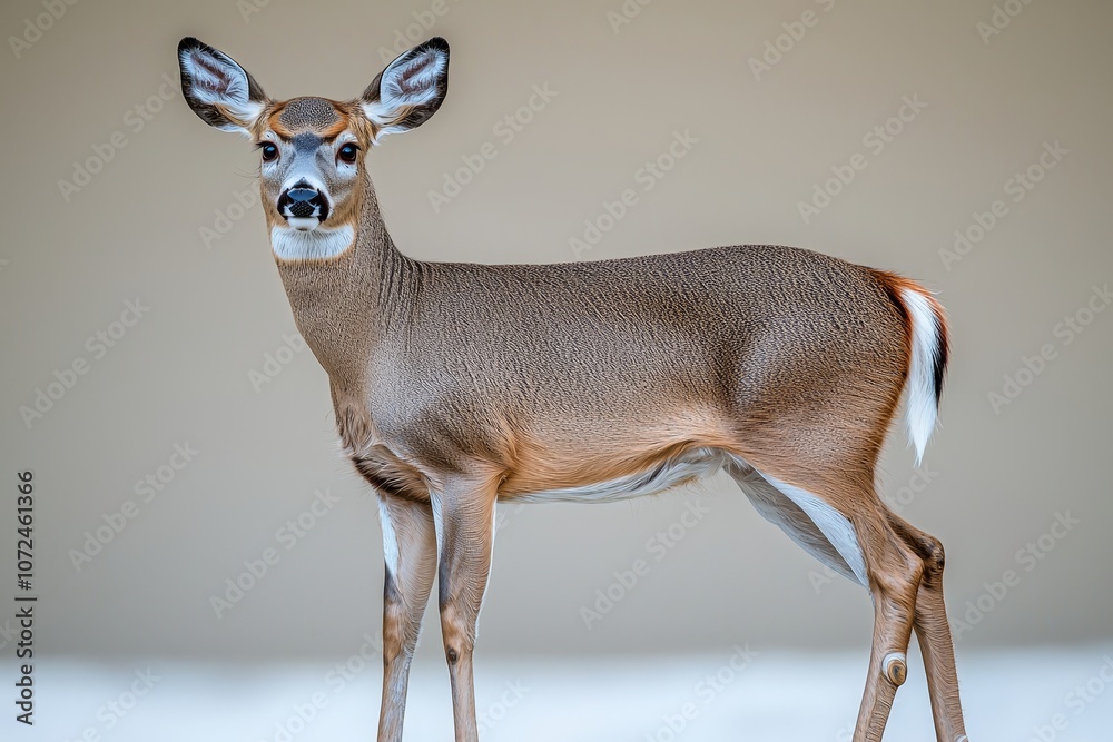 Graceful whitetail deer in natural habitat during winter Graceful whitetail deer in natural habitat during winter