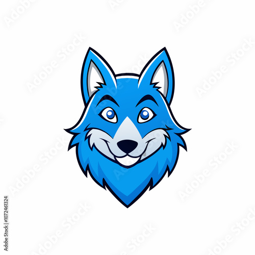 Blue wolf mascot logo on white background