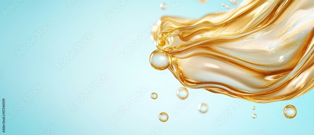 Fototapeta premium A splash of oil on a blue background