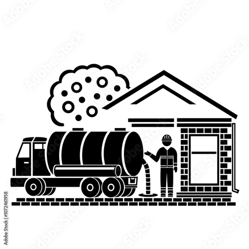 Vector illustration, logo, car icon for septic tank. Isolated on a white background.	