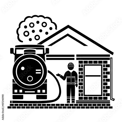 Vector illustration, logo, car icon for septic tank. Isolated on a white background.	