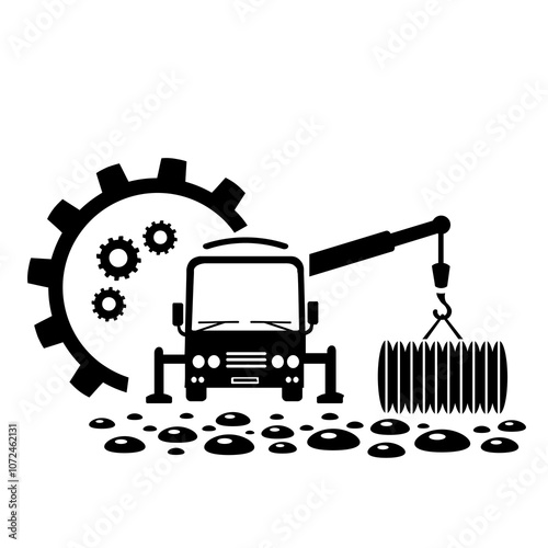 Vector illustration, logo, septic tank icon. Isolated on a white background.	