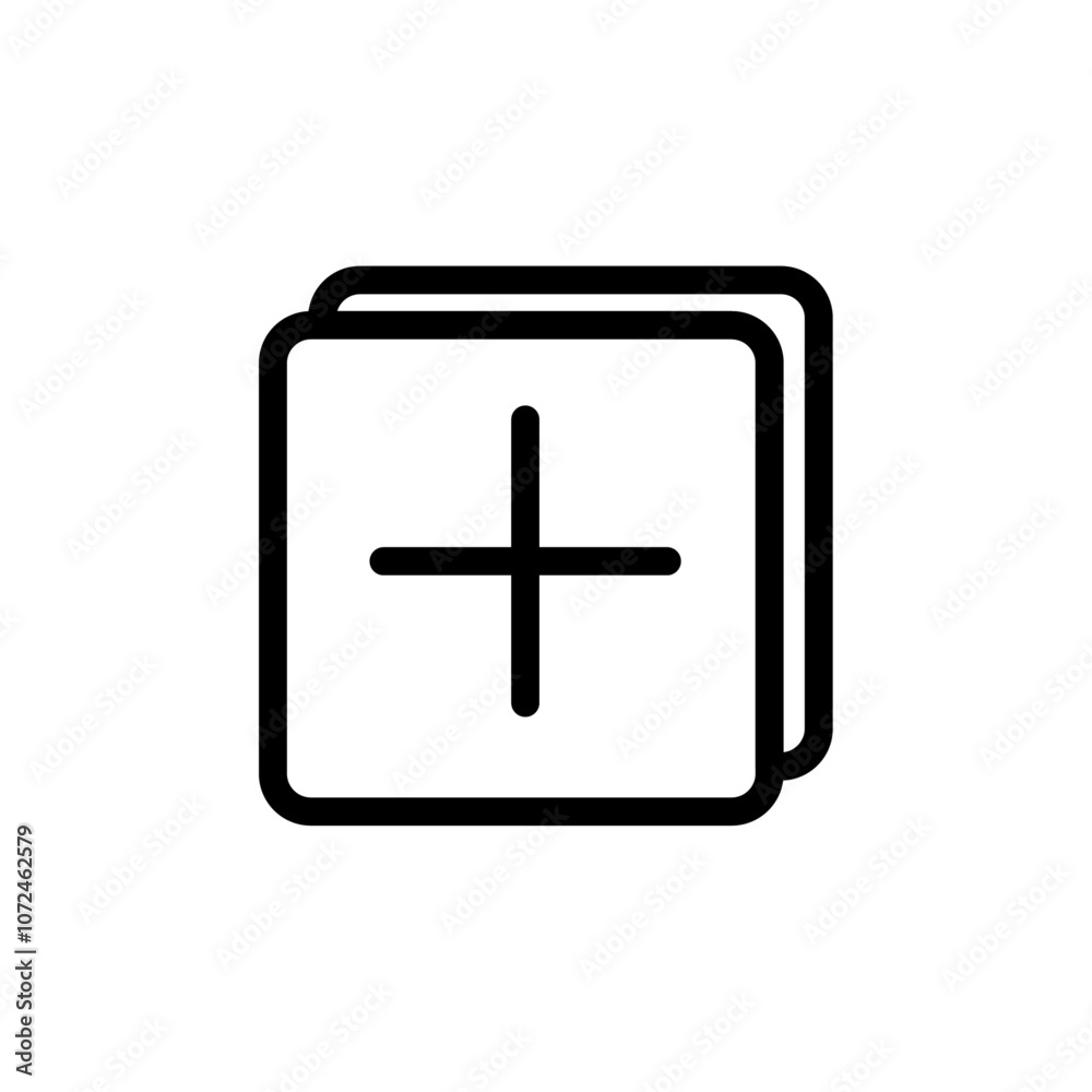 Add new icon black and white vector outline sign Add new icon black and white vector outline sign