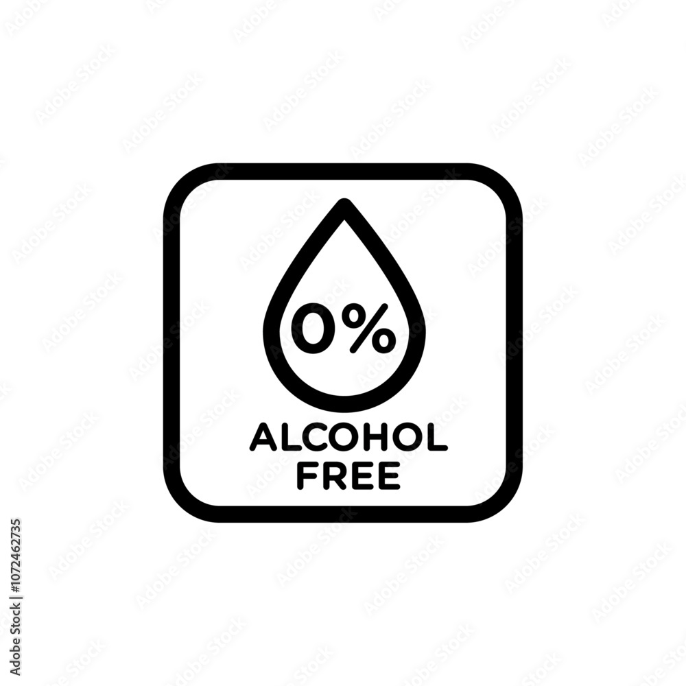 Alcohol free icon black and white vector outline sign Alcohol free icon black and white vector outline sign