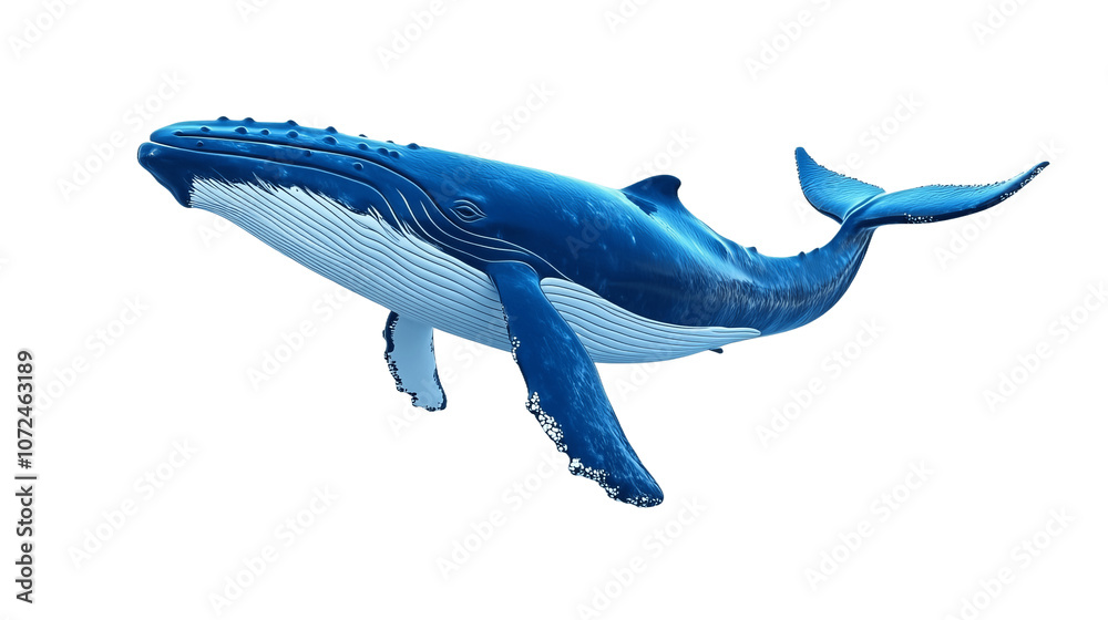 Blue whale isolated on transparent background
