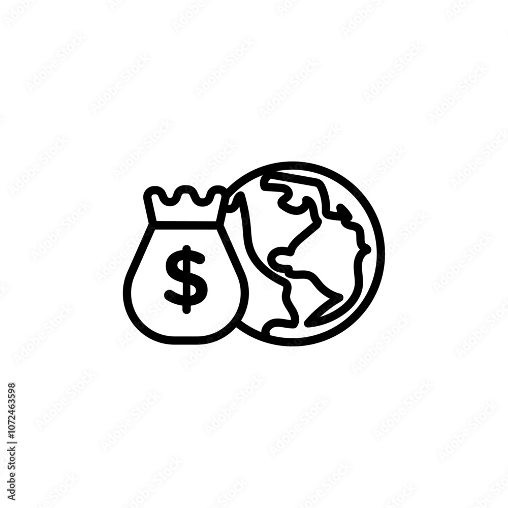 Capitalism icon black and white vector outline sign Capitalism icon black and white vector outline sign