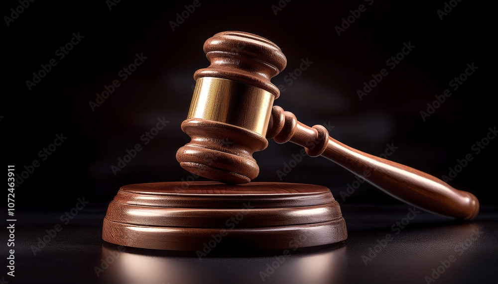 wooden gavel, isolated on a dark black wooden gavel, isolated on a dark black