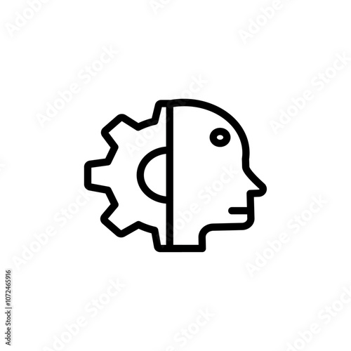 Cyborg icon black and white vector outline sign