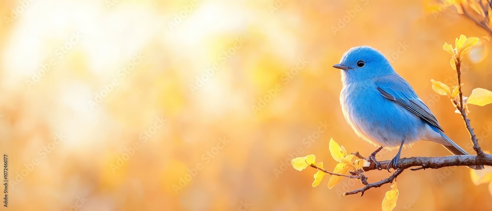 A small blue bird sitting on a tree branch A small blue bird sitting on a tree branch