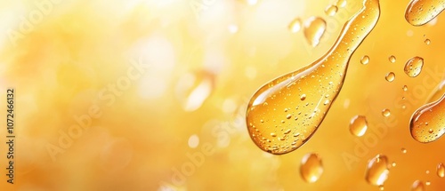 A close up of water droplets on a yellow background