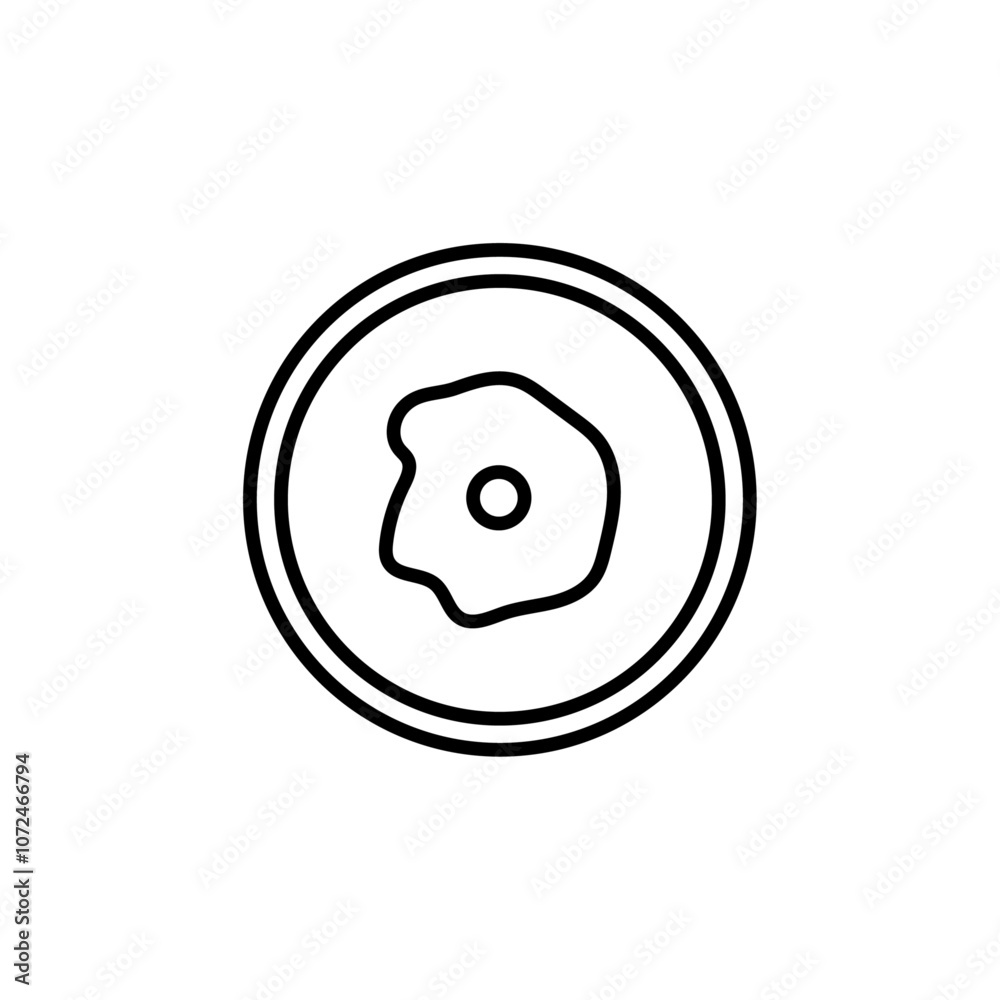 Egg on plate icon black and white vector outline sign Egg on plate icon black and white vector outline sign