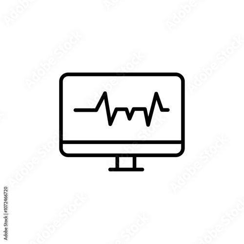 ECG monitor icon black and white vector outline sign