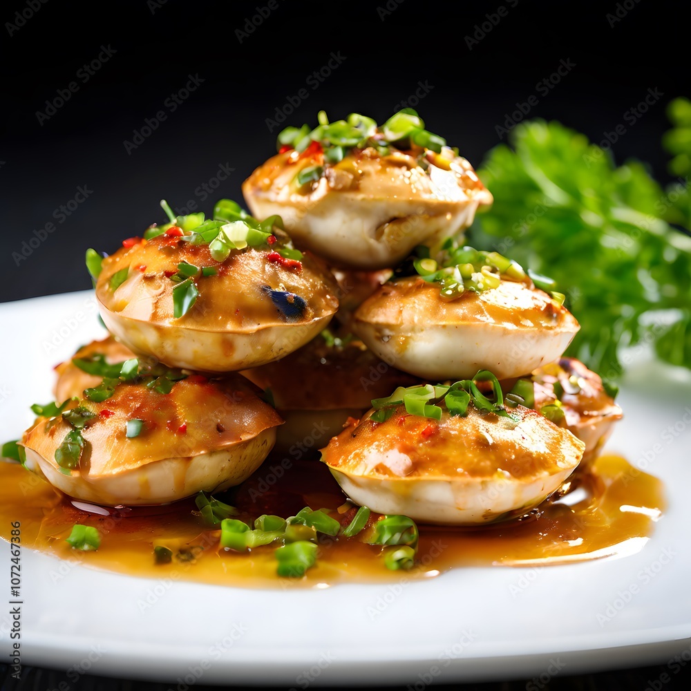 healthy sea food dish cuisine isolated on a dark background