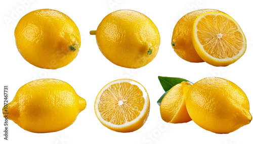 Lemons set isolated on white background, cut out transparent