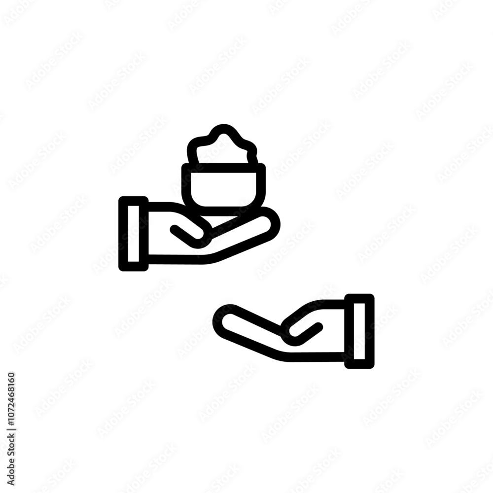 Food donation icon black and white vector outline sign Food donation icon black and white vector outline sign