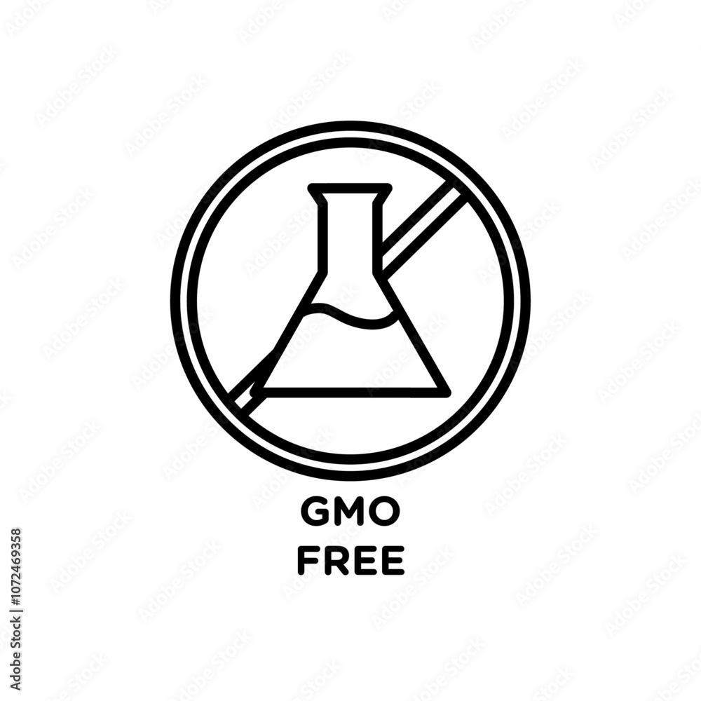 gmo free icon black and white vector outline sign gmo free icon black and white vector outline sign