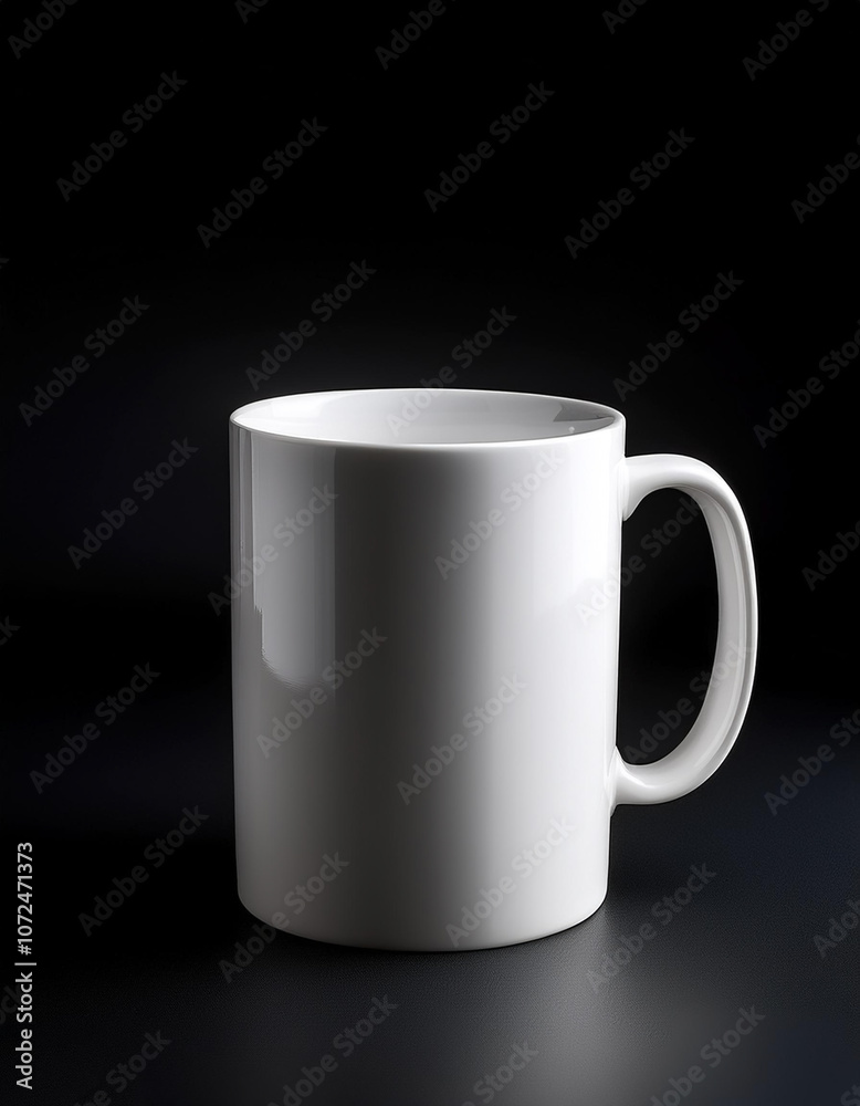 White ceramic mug, isolated on a dark black White ceramic mug, isolated on a dark black